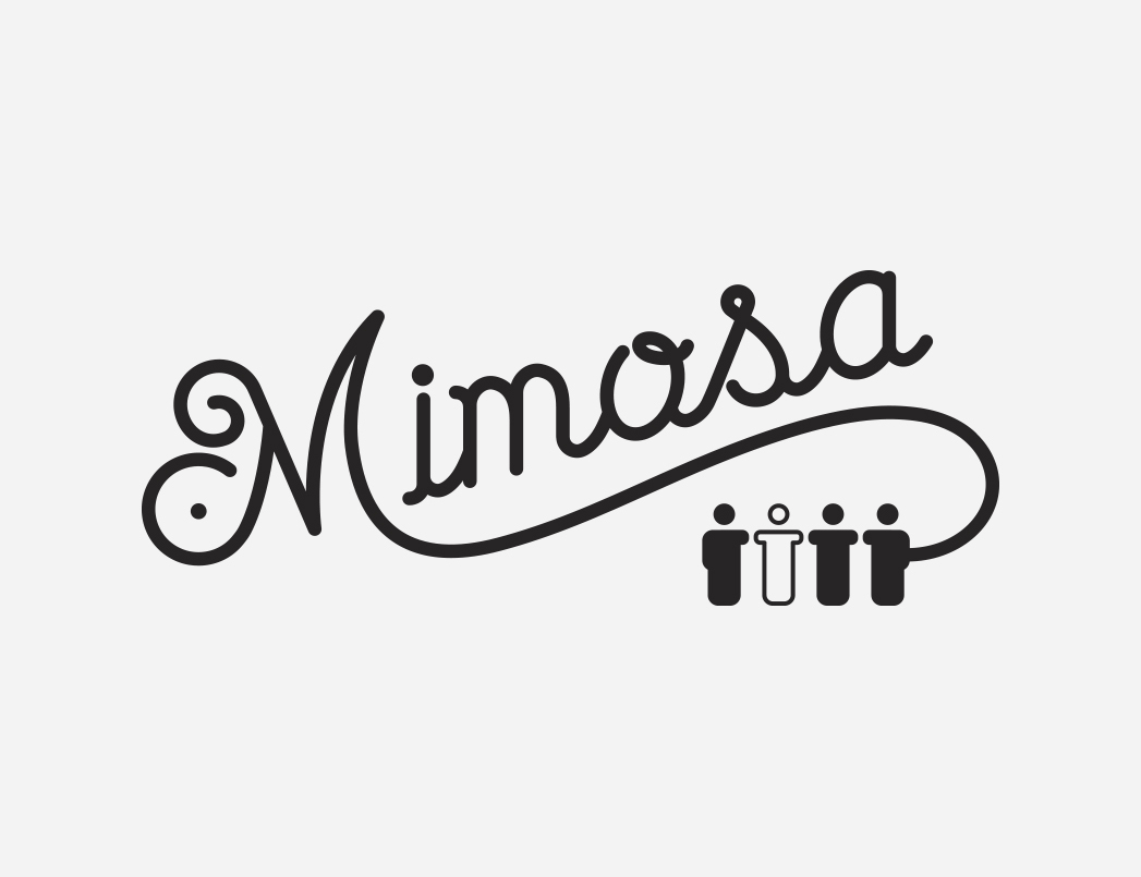 Tipografia feta a mà alçada, per el logotip de la Mimosa